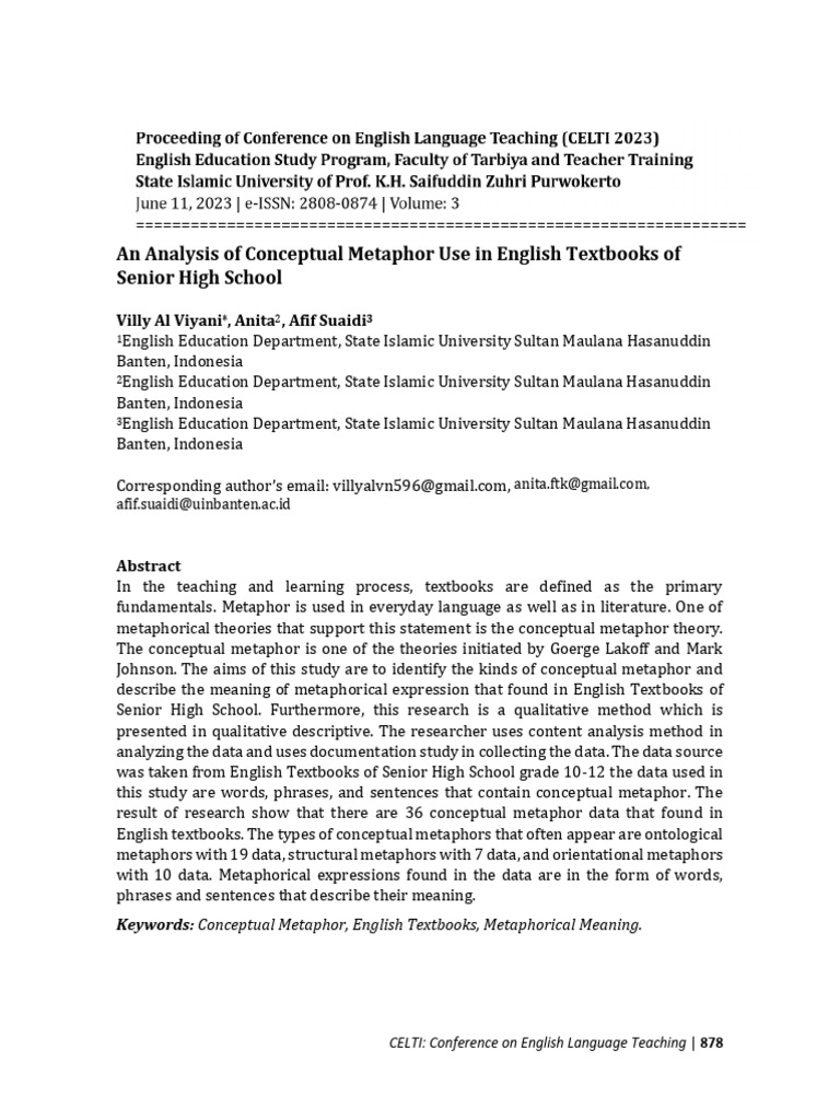 Conceptual Metaphors in High School Textbooks | PDF | Metaphor | Concept