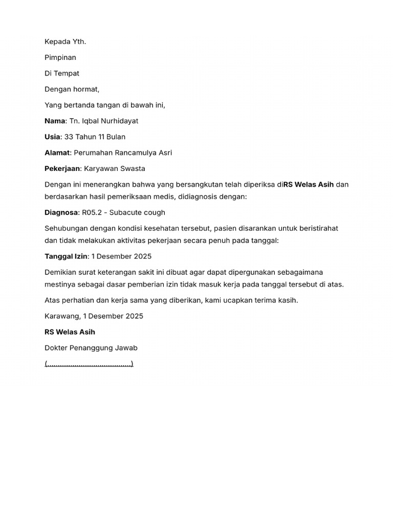 Buat Surat Sakit Da... | PDF