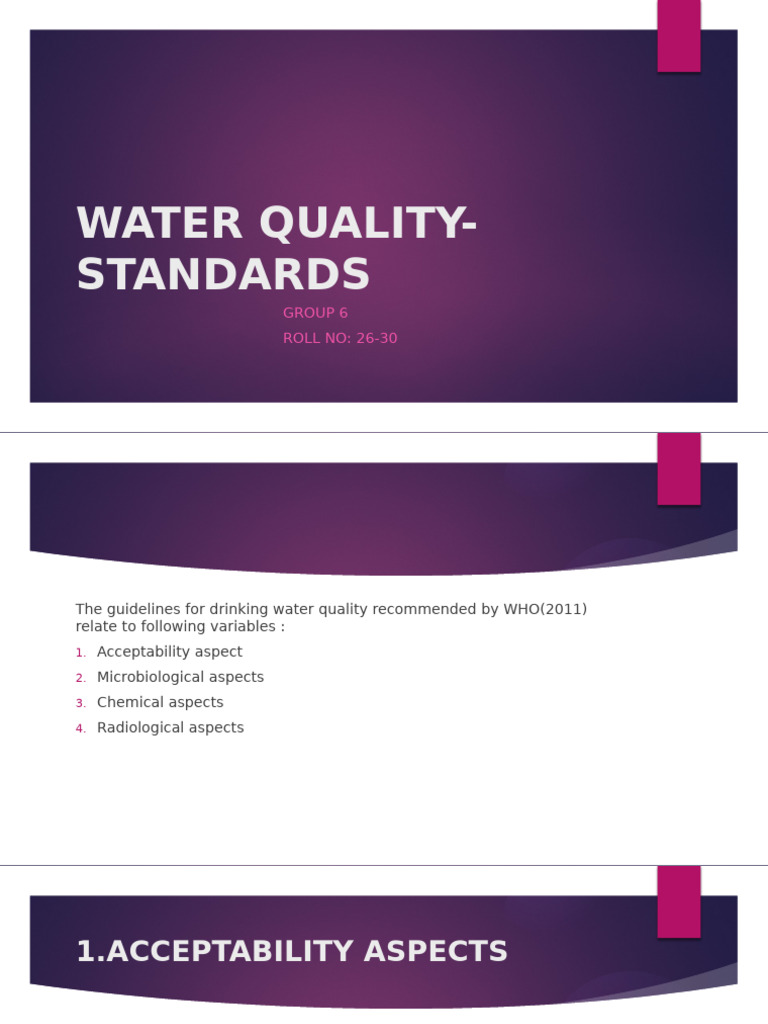 WHO Drinking Water Quality Standards | PDF | Water Purification | Magnesium