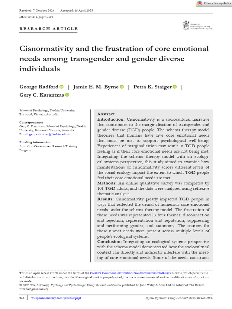 Cisnormativity's Impact on TGD Needs | PDF | Transgender | LGBTQIA+ Studies