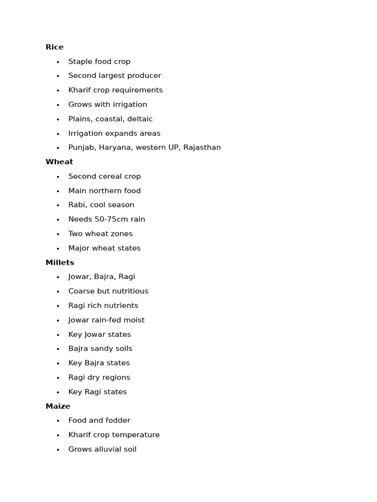 Overview of Major Indian Crops | PDF | Crops | Soil