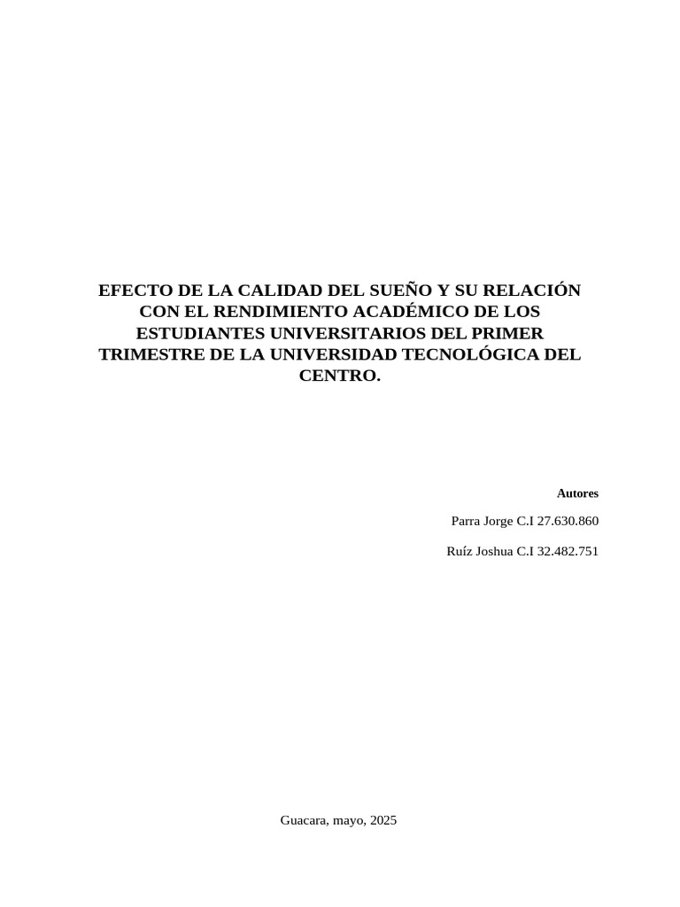 Calidad del Sueño y Rendimiento Académico | PDF | Dormir | Cuestionario