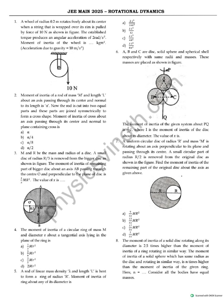 Rotational JEE 2025 QP With Solutions Watermark | PDF