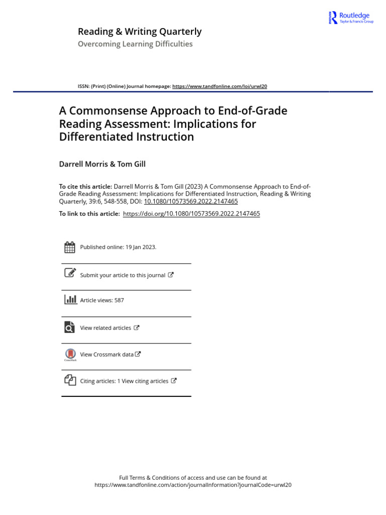 Commonsense Reading Assessment Strategies | PDF | Reading Comprehension ...