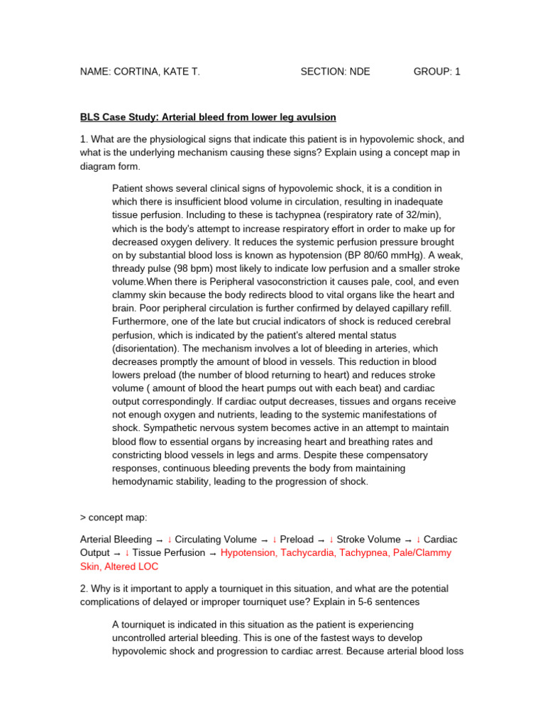 Cortina - Kate T. Bls Case Study | PDF | Shock (Circulatory) | Bleeding