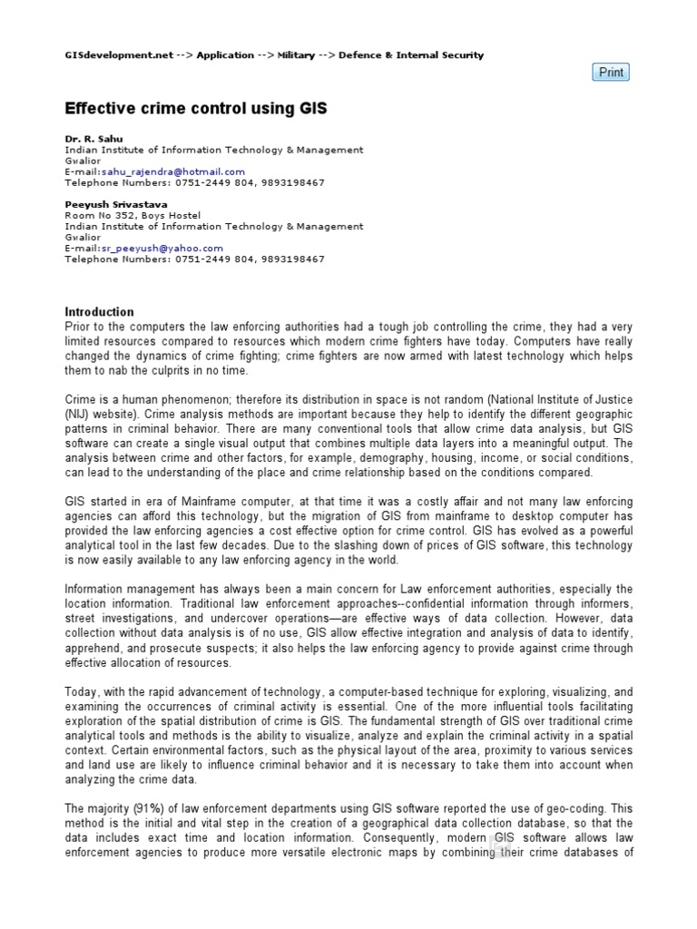 Effective Crime Control Using GIS | PDF | Geographic Information System ...