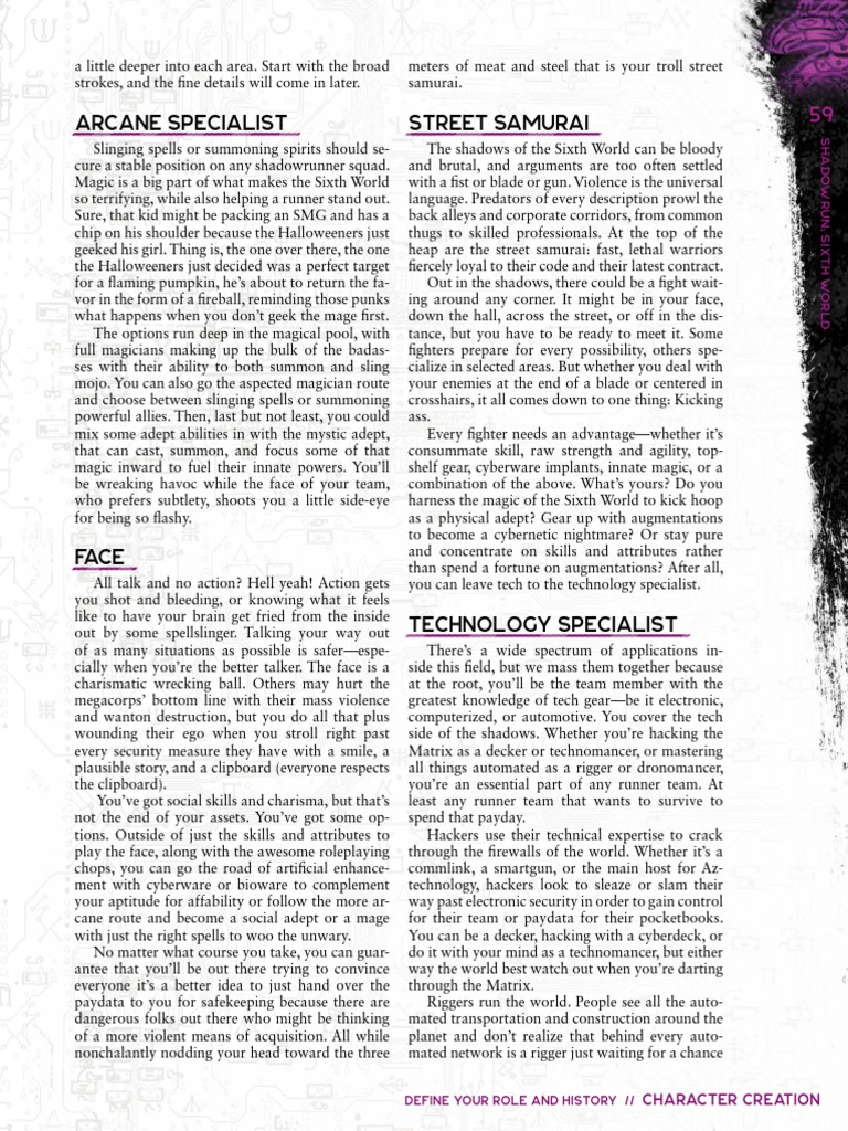 Shadowrun Character Roles Explained | PDF