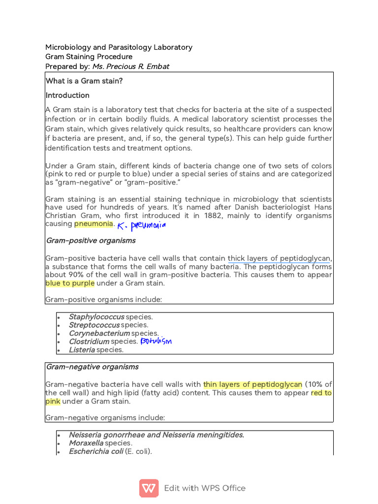 Gram Staining Procedure in Microbiology | PDF | Gram Positive Bacteria ...
