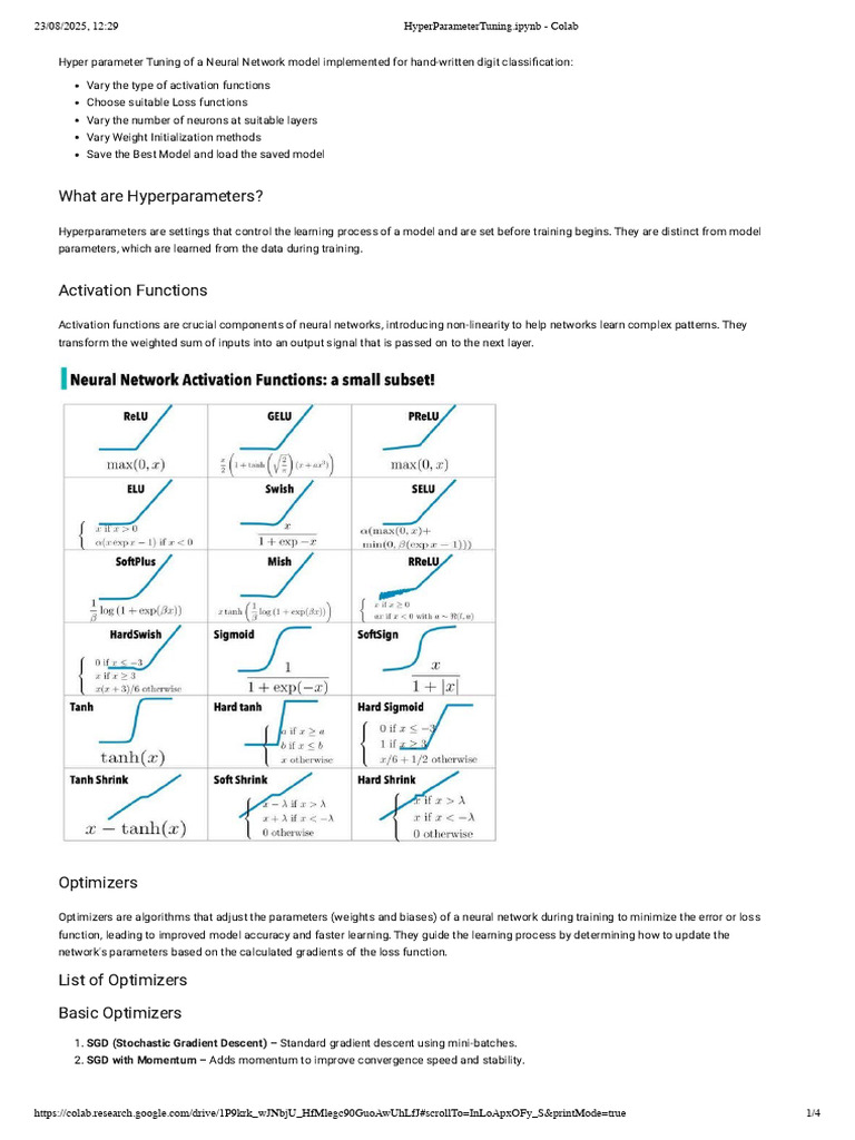 Neural Network Hyperparameter Tuning | PDF | Algorithms | Computational ...