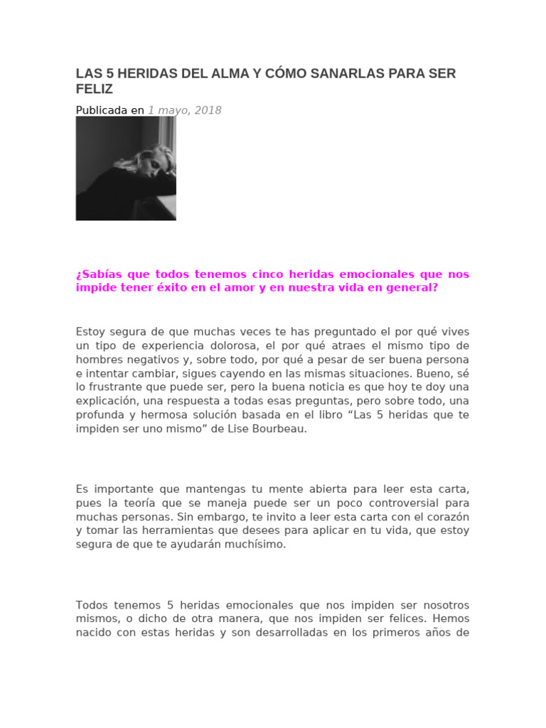Sanar las 5 heridas del alma | PDF | Amor | Temor