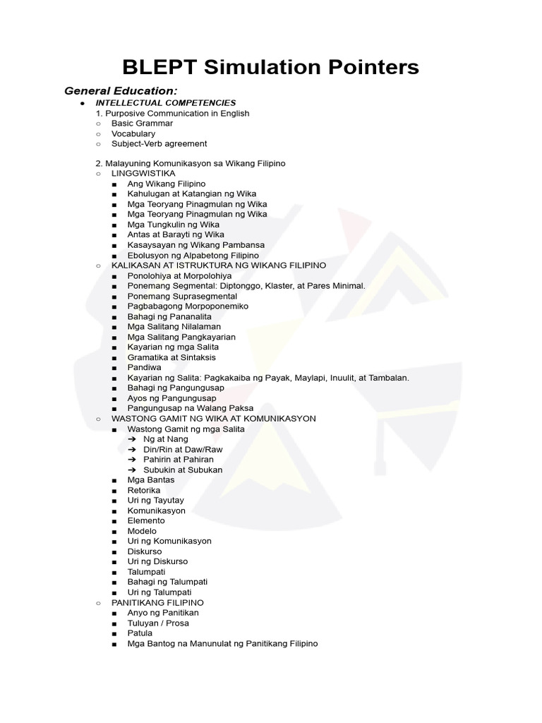 BLEPT Simulation Study Guide Overview | PDF | Mathematics | Linguistics