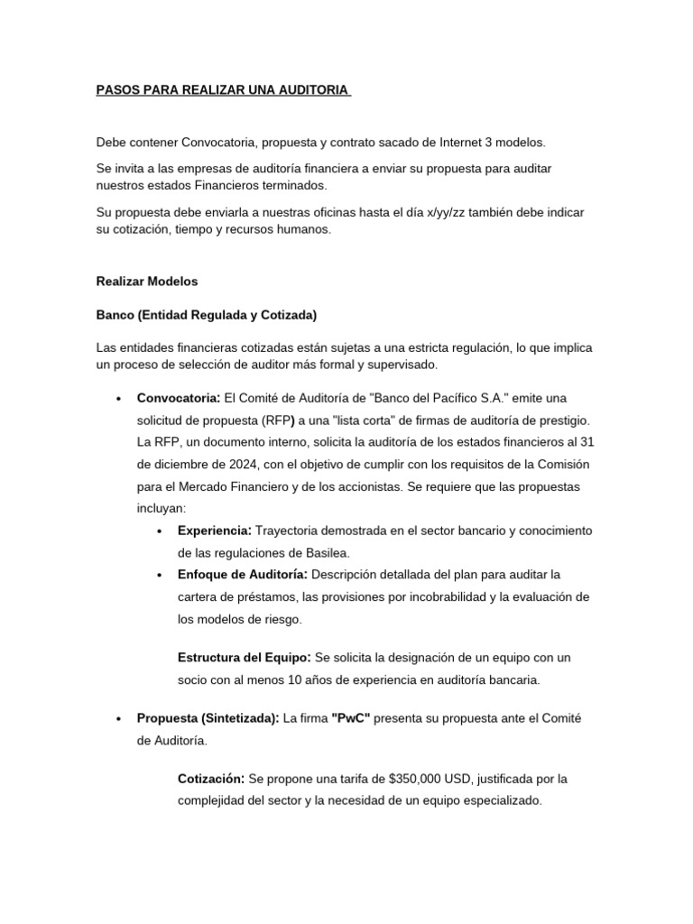 Guía Completa de Auditoría Financiera | PDF | Auditoría | Bancos