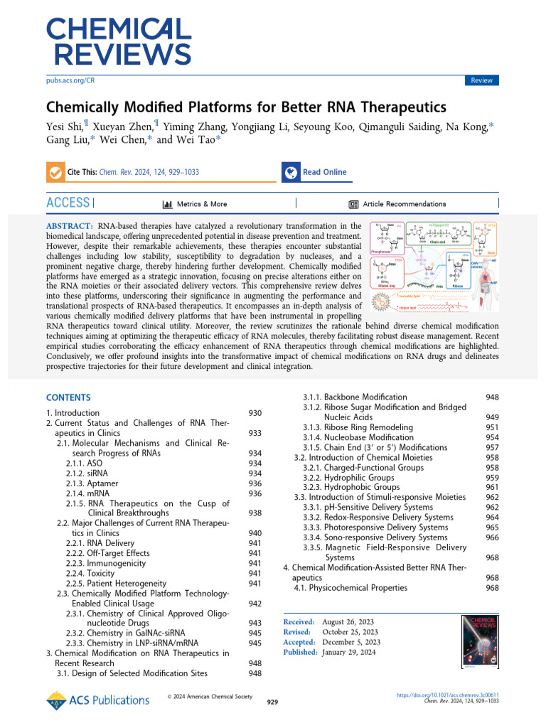 Enhanced RNA Therapeutics via Chemical Modifications | PDF | Small ...
