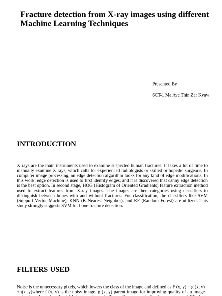 X-ray Fracture Detection with ML Techniques | PDF | Support Vector ...