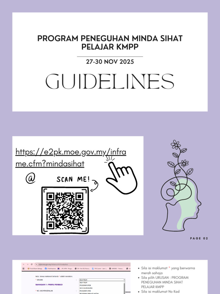 Program Peneguhan Minda Sihat Pelajar KMPP | PDF