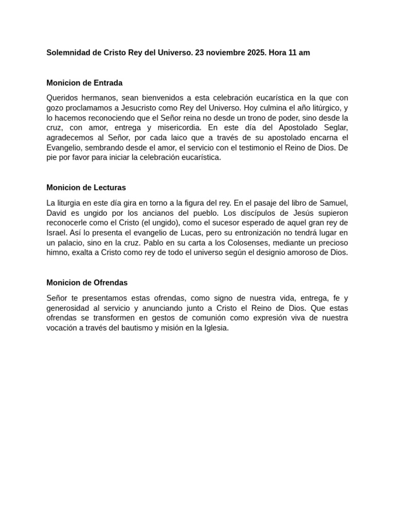 Solemnidad de Cristo Rey Del Universo | PDF
