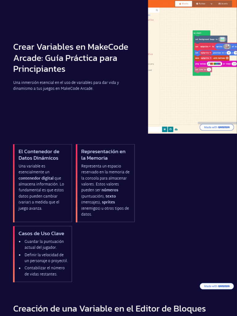 Variables en MakeCode Arcade: Guía Básica | PDF | Variable (informática ...
