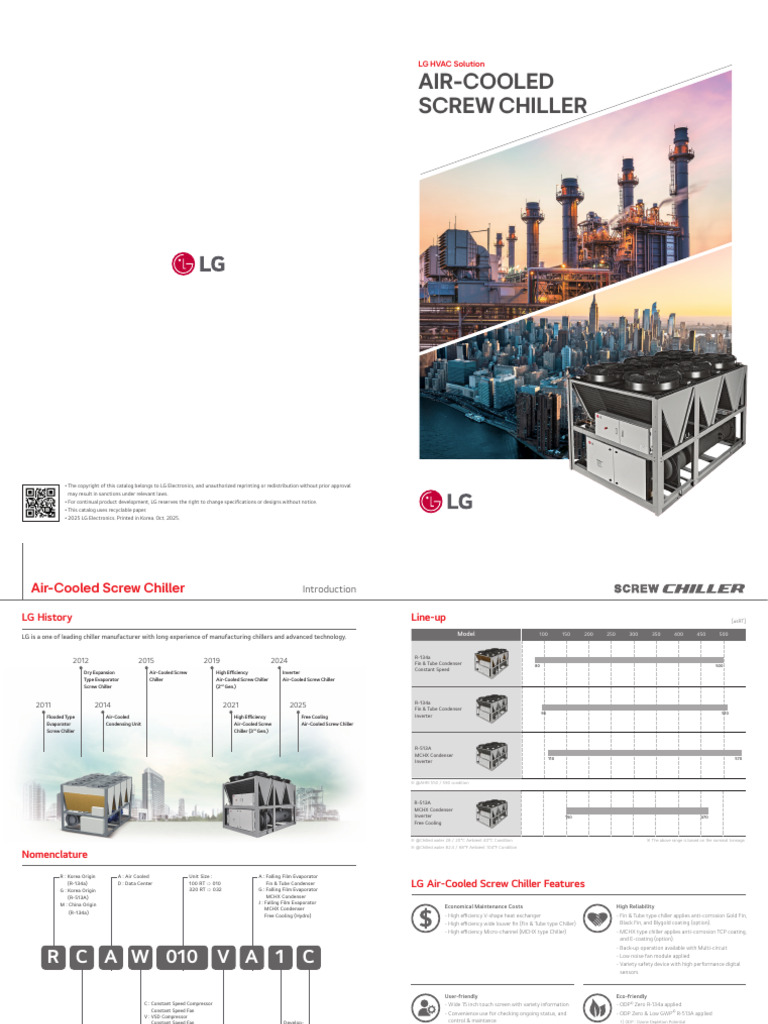 LG Air-Cooled Screw Chiller Overview | PDF | Heat Exchanger | Home ...