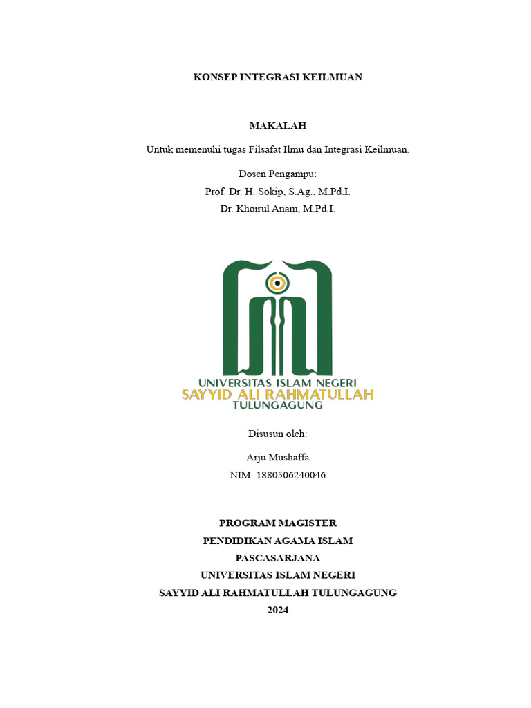 Integrasi Keilmuan dalam Pendidikan Islam | PDF