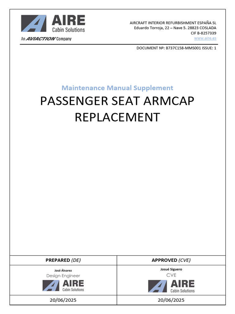 Passenger Seat Armcap Replacement Guide | PDF | Aircraft | Aviation