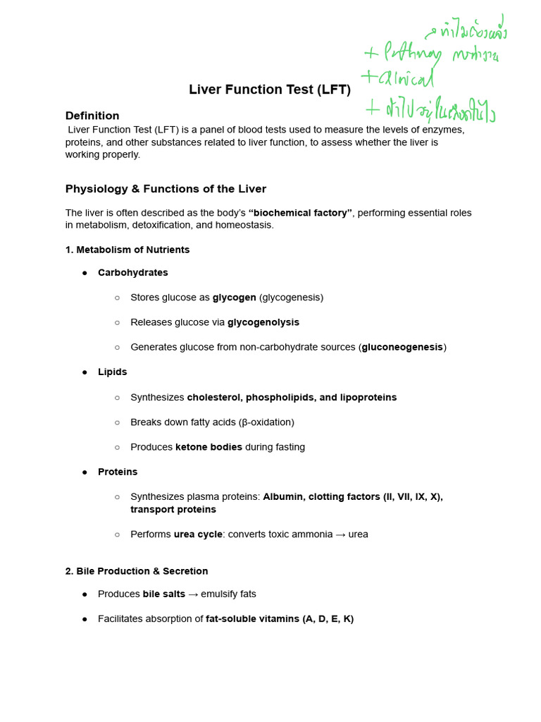Liver Function Test Overview and Analysis | PDF | Alanine Transaminase ...