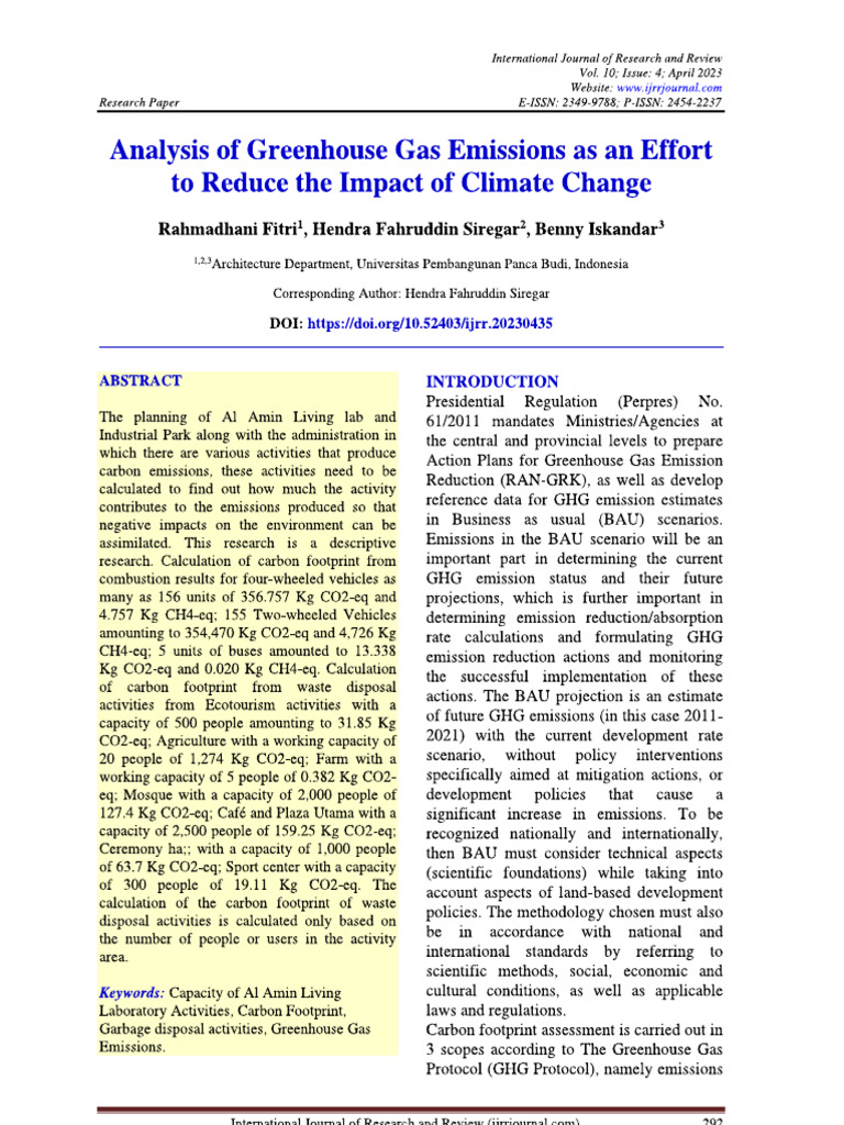 Analysis of Greenhouse Gas Emissions As An Effort | PDF