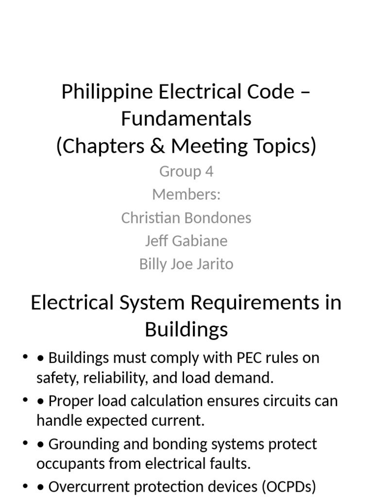 Philippine Electrical Code Essentials | PDF