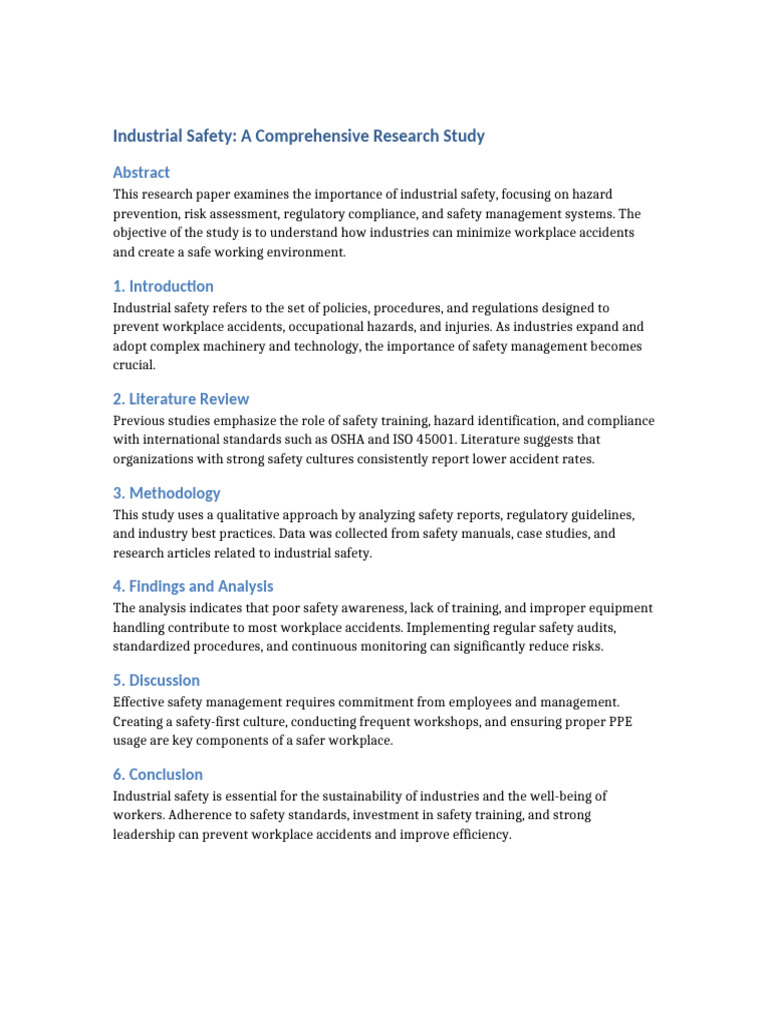 Industrial Safety Research Paper Formatted | PDF