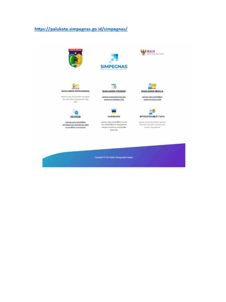 Dok Dashboard Simpegnas Kota Palu 2023 | PDF