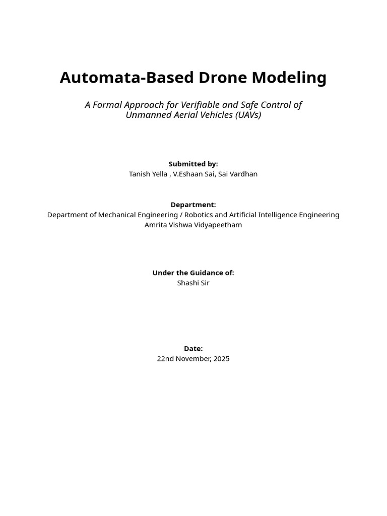 Automata-Based Drone Modeling | PDF | Unmanned Aerial Vehicle | Formal ...