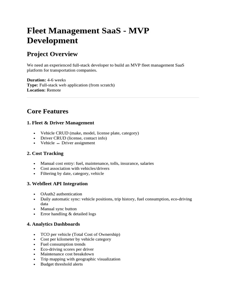 Fleet Management SaaS MVP Development Guide | PDF | Databases ...