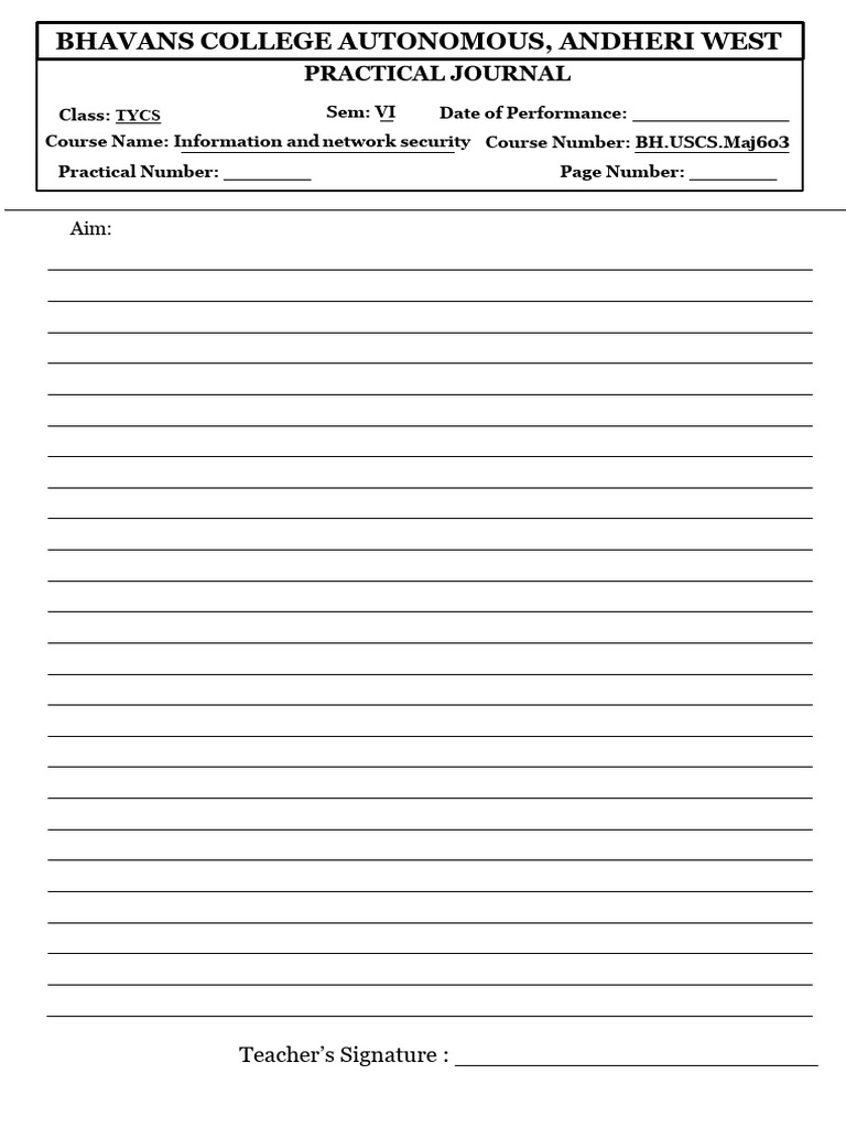 Information Security Practical Journal | PDF