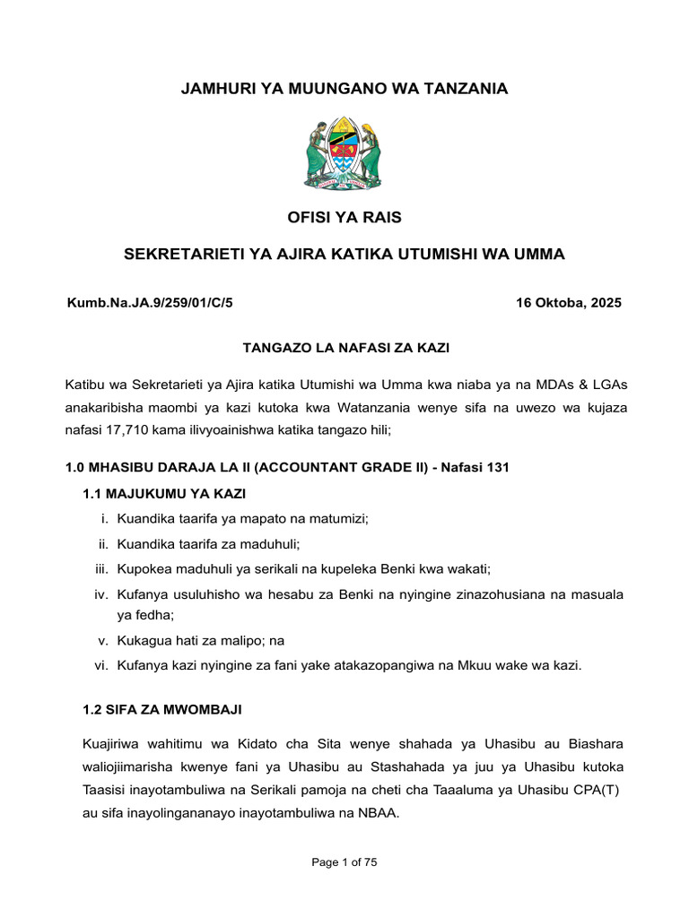 20251610511350tangazo La Nafasi Za Kazi Za Mdas & Lgas | PDF