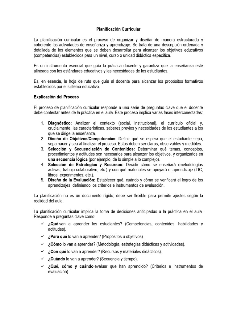 Guía de Planificación Curricular Efectiva | PDF | Evaluación | Aprendizaje