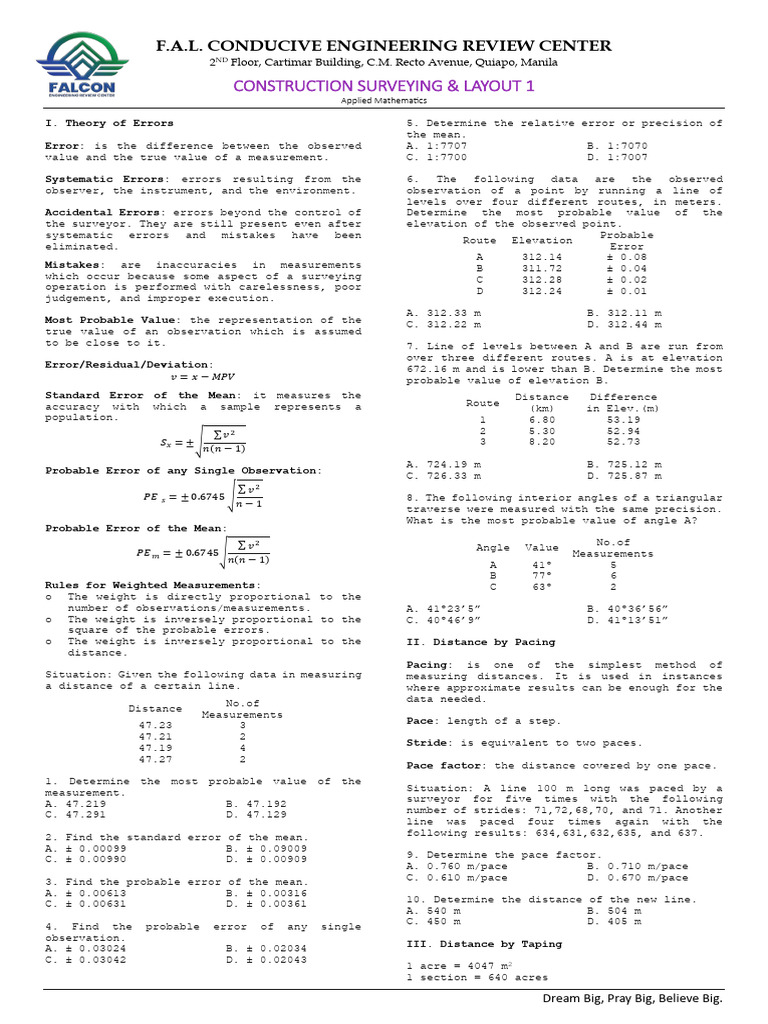 Construction 1 | PDF | Surveying | Accuracy And Precision