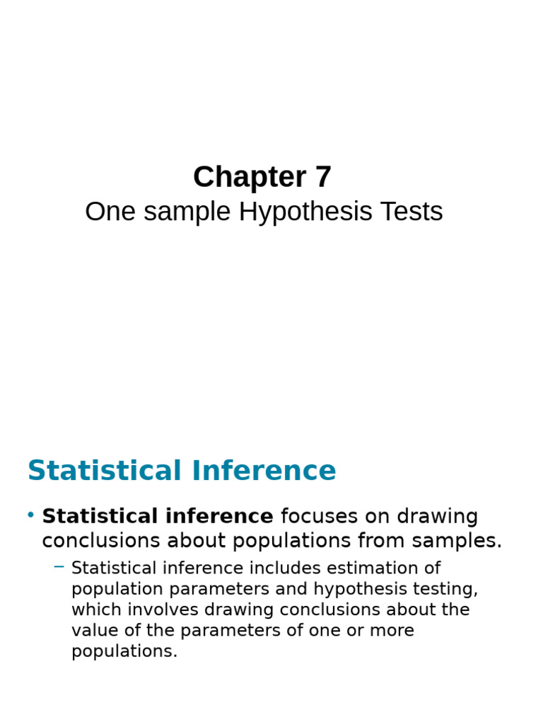 Ch7 OneSampleTests IntroToHypothesisTesting | PDF | P Value | Hypothesis