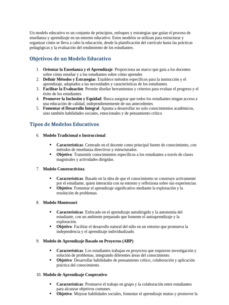 Modelos Educativos | PDF | Enseñando | Aprendizaje