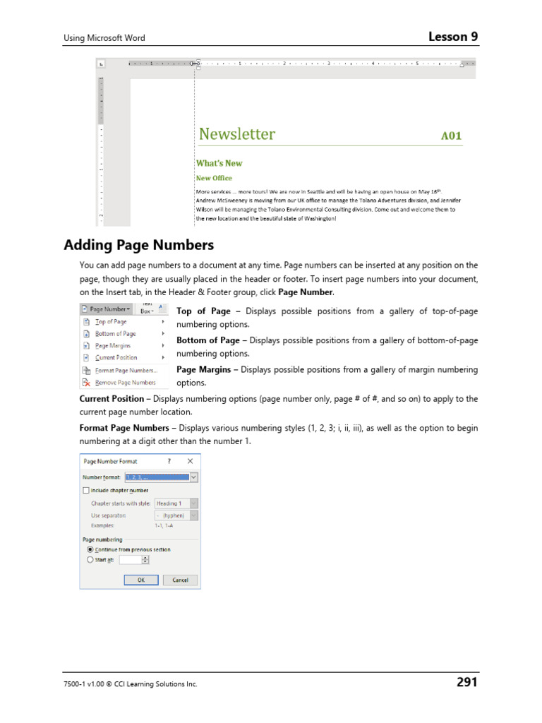 Adding Page Numbers and Columns in Word | PDF | Microsoft Excel ...