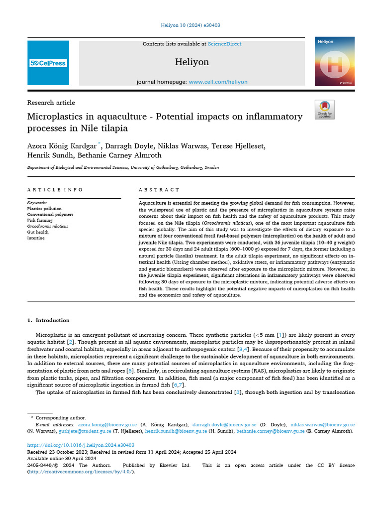 Microplastic in Aquaculture | PDF | Aquaculture | Plastic