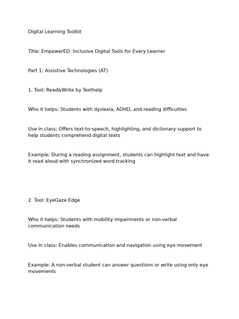 Inclusive Digital Learning Tools Guide | PDF