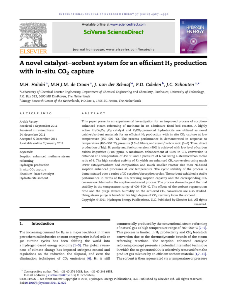 Efficient H2 Production with CO2 Capture | PDF | Adsorption | Carbon ...