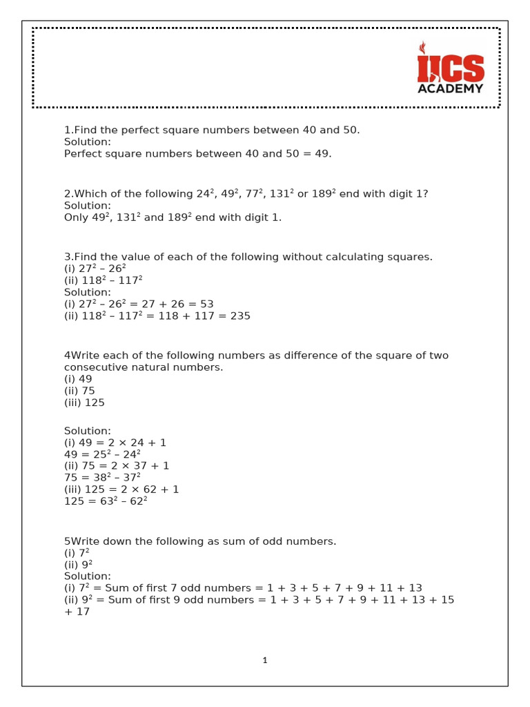 Class 8 Practice Set 1maths | PDF
