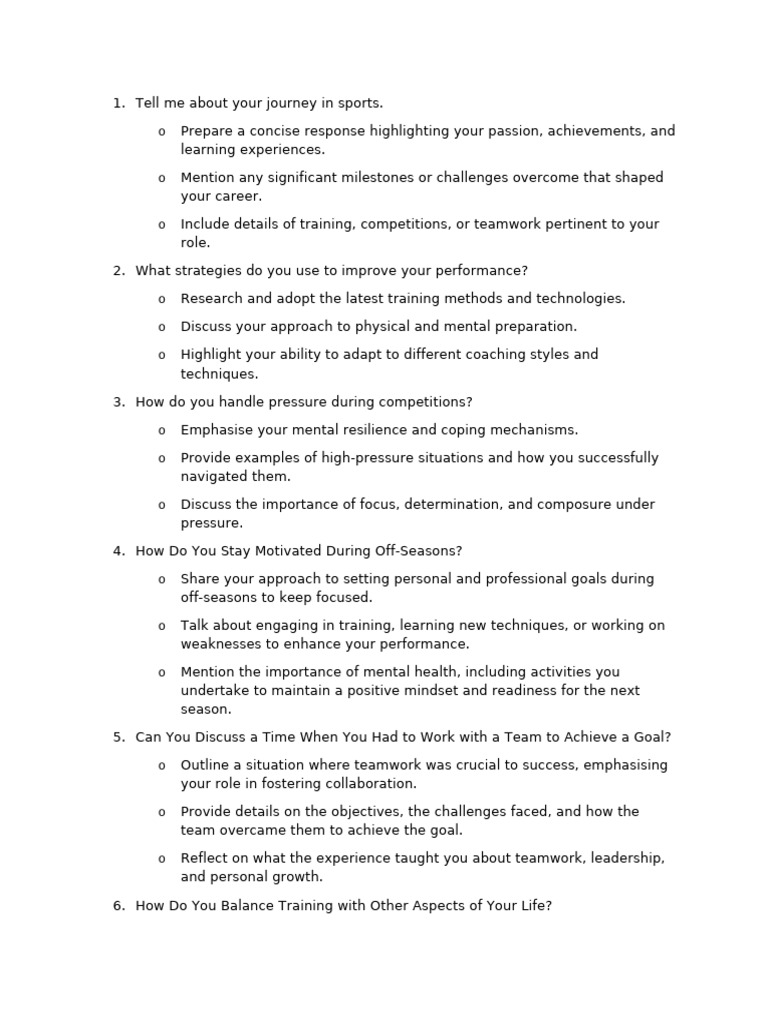 Sports Journey: Interview Insights | PDF | Mentorship | Personal ...