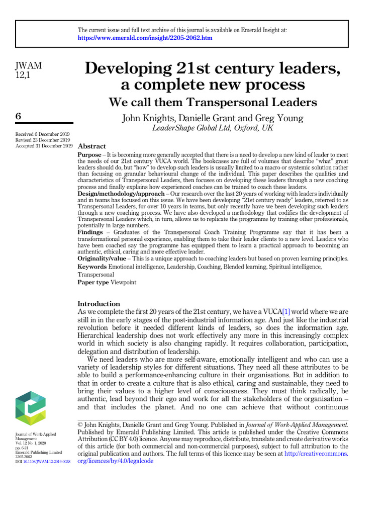 Developing 21st Century New Liders | PDF | Leadership | Learning