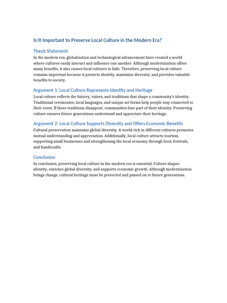 Importance of Preserving Local Culture | PDF