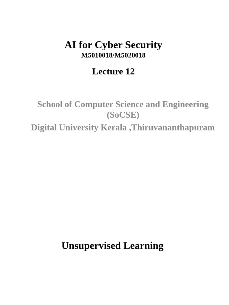 Lecture 12 | PDF | Cluster Analysis | Machine Learning