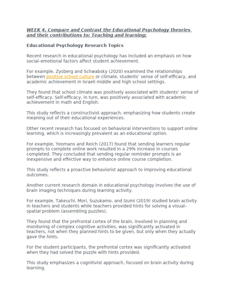 Educational Psychology's Impact on Learning | PDF | Educational ...