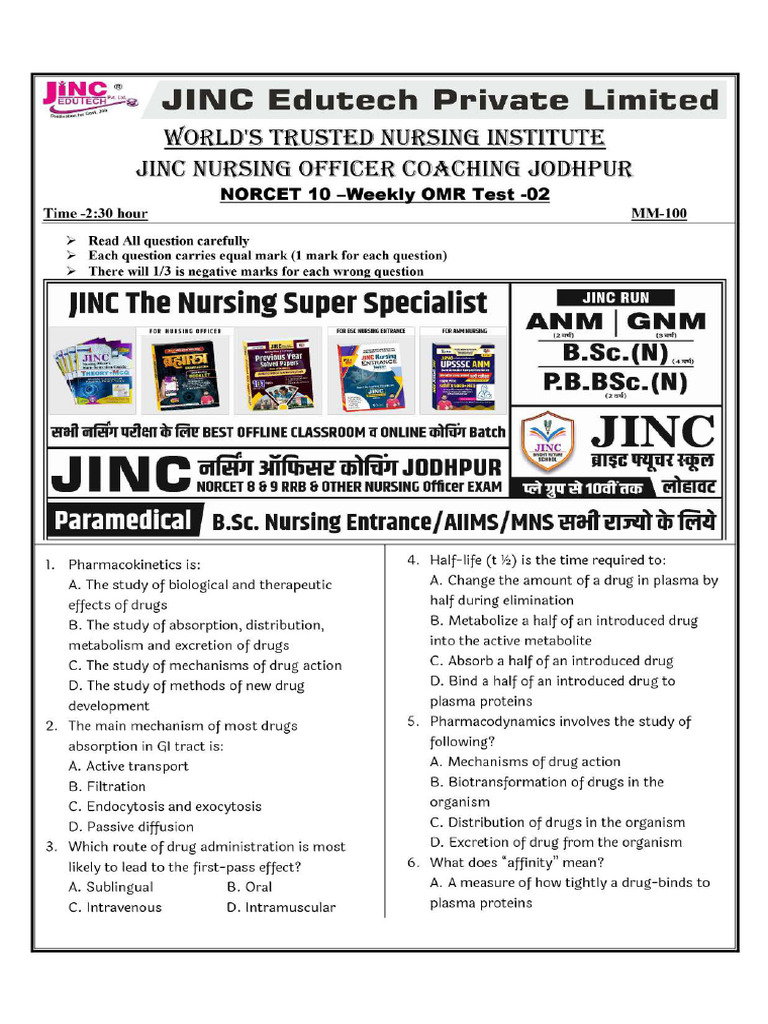 JINC Nursing Officer Coaching Jodhpur For NORCET-10 & Other Nursing ...