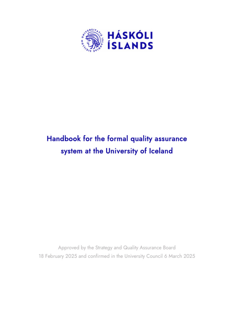 University of Iceland QA System Handbook | PDF | Quality Assurance ...