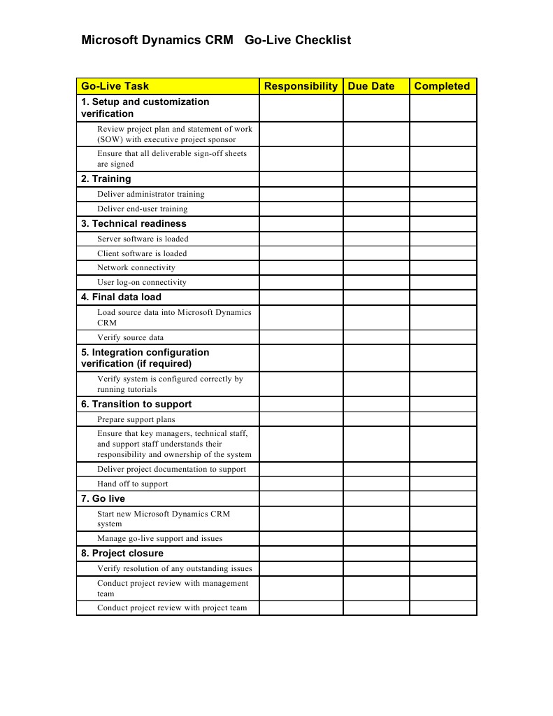 Microsoft Dynamics CRM Go-Live Checklist | PDF | Computers | Technology ...